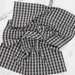 Maria kjøkkenhåndkle 50x70 cm lys blå/brun