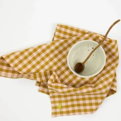 Maria kjøkkenhåndkle 50x70 cm rosa/sennep