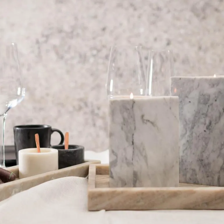 Marmaros fat firkantet beige