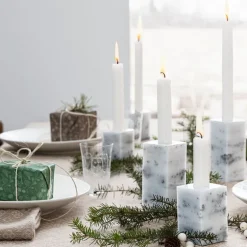 Marmo lysestake 8 cm hvit