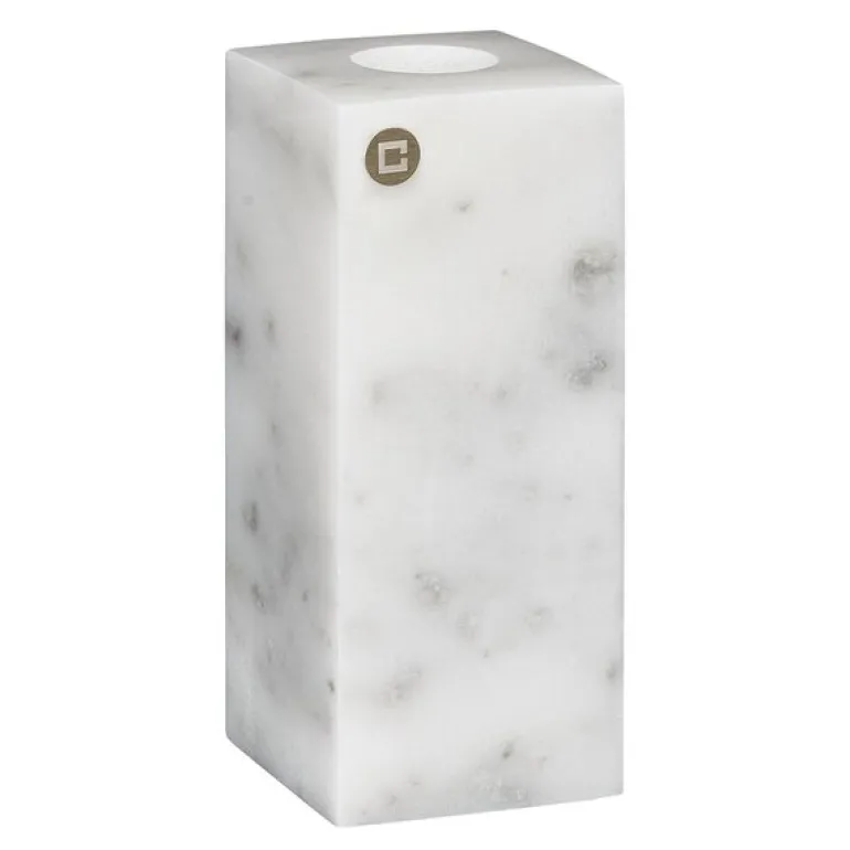 Marmo lysestake 12 cm hvit