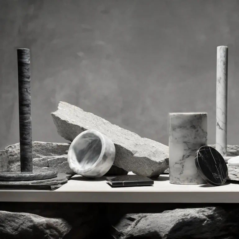 Marmor fat 12 cm hvit