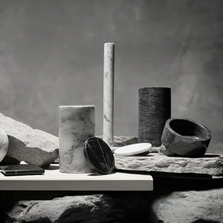 Marmor fat 12 cm svart