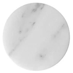 Marmor glassbrikke rund 10 cm 4 stk hvit/natur