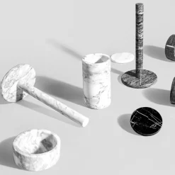 Marmor redskapskrukke 17 cm hvit