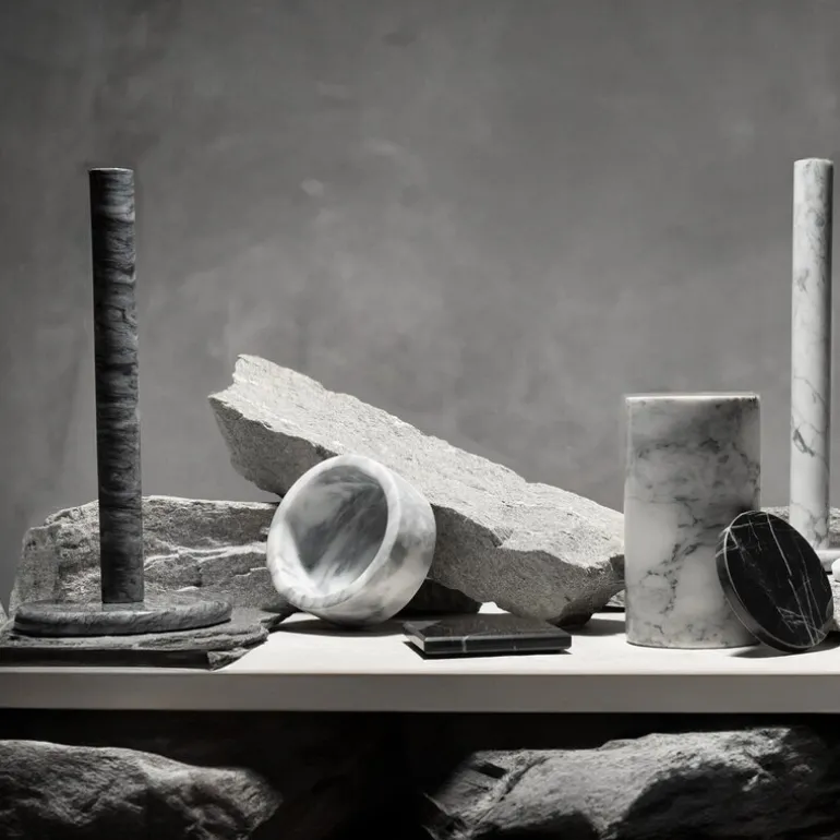 Marmor tørkerullholder 32 cm svart