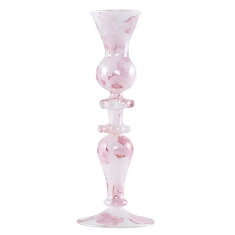 Mary lysestake 25 cm rosa marmor