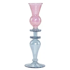 Mary lysestake 25 cm rosa/blå