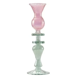 Mary lysestake 25 cm rosa/grønn