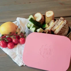 Matboks stål 3 rom 17x13x5 cm rosa