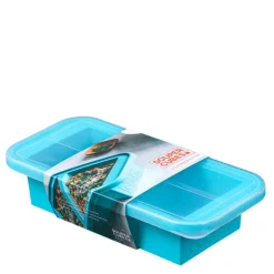 Matoppbevaring med lokk silikon 2-cup 2x500 ml blå