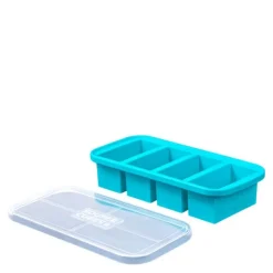 Matoppbevaring med lokk silikon 1-cup 4x250 ml blå