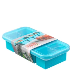 Matoppbevaring med lokk silikon 1-cup 4x250 ml blå