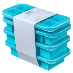 Matoppbevaring og lokk i silikon sett 4 stk blå