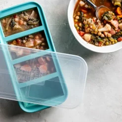 Matoppbevaring og lokk silikon 1-cup 4x250ml 2 stk blå