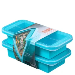 Matoppbevaring og lokk silikon 2-cup 2x500 ml 2 stk blå