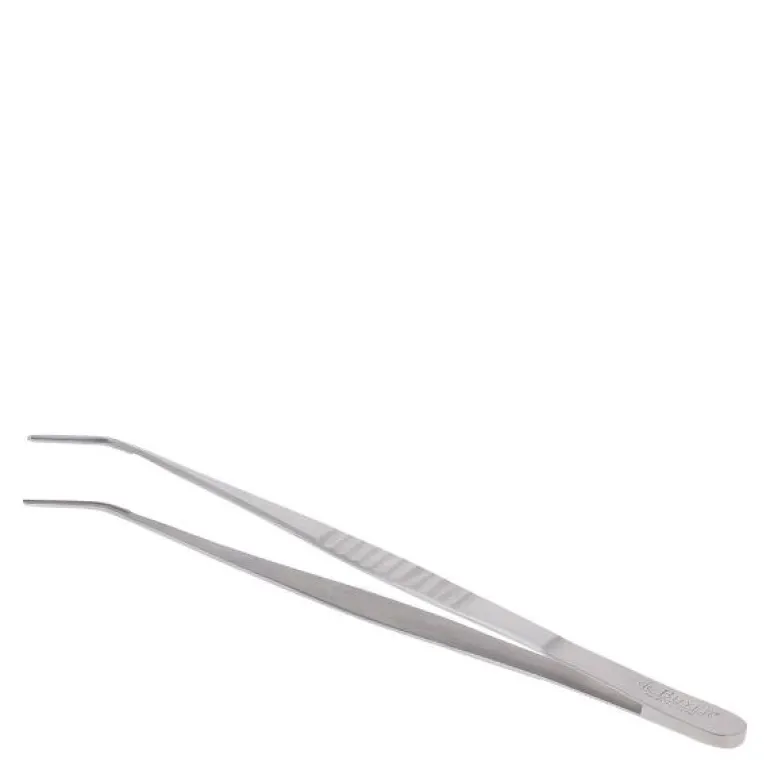 Matpinsett med bøyd spiss 30 cm stål