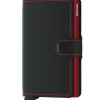 Miniwallet lommebok m/kortholder svart/rød