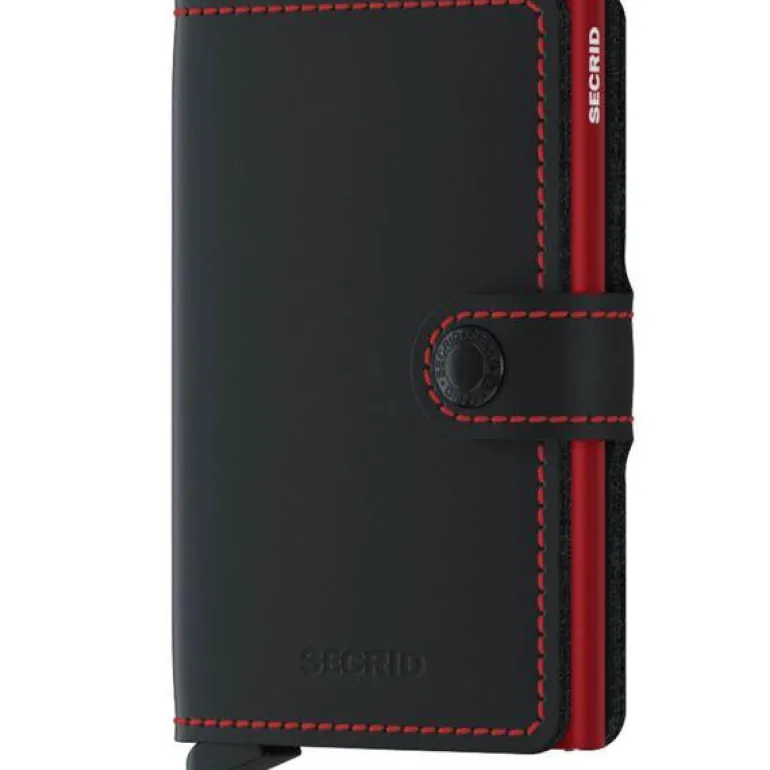 Miniwallet lommebok m/kortholder svart/rød