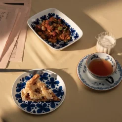 Mon Amie rektanguler skål 21 cm blå/hvit