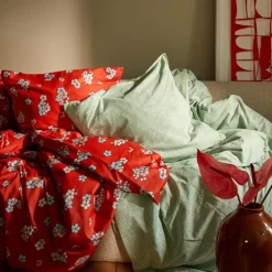 Monochrome Lines sengetøy 140x220 cm grønn/hvit