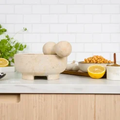 Morter 20 cm beige marmor