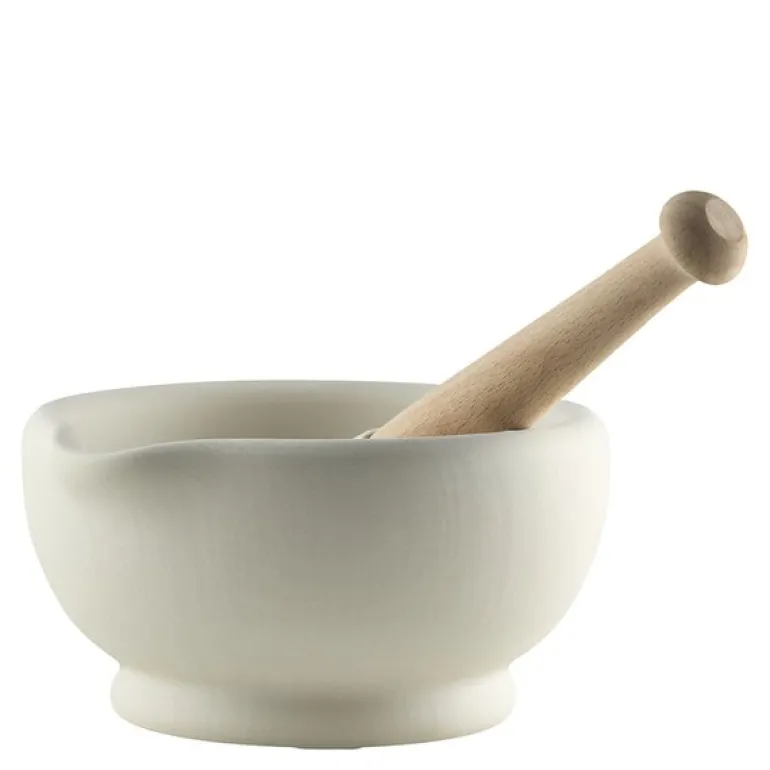 Morter og pistill 15 cm hvit