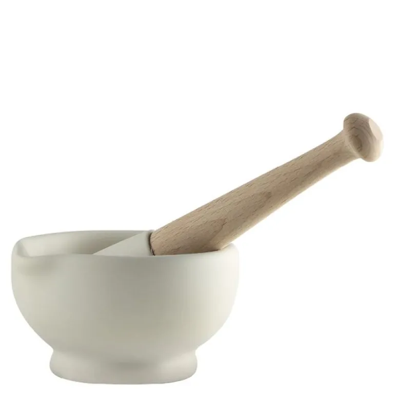Morter og pistill 10 cm hvit