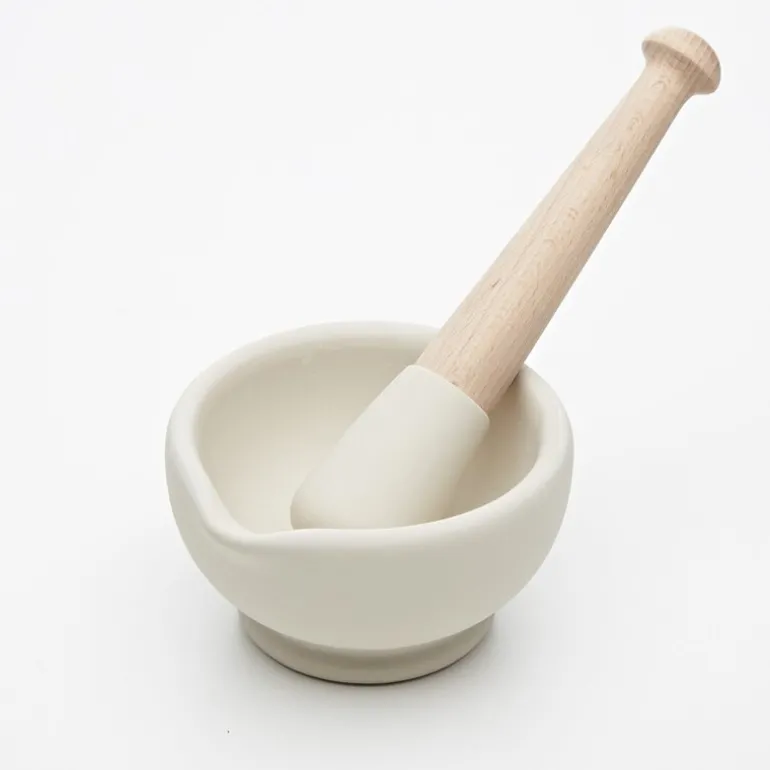 Morter og pistill 10 cm hvit