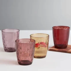 Mosaic vannglass 34 cl 4 stk shades of red