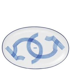 Motif asjett 23,5 cm blå/hvit