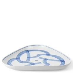 Motif trekantet fat 23 cm blå/hvit