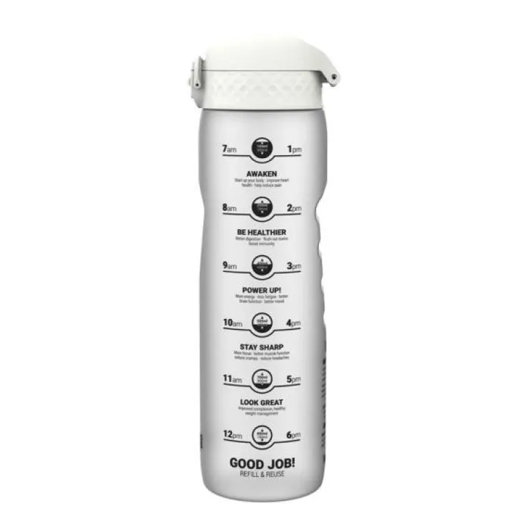 Motiverende drikkeflaske 1L hvit