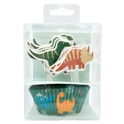 Muffinsform og kaketopper dinosaur 24 stk multi