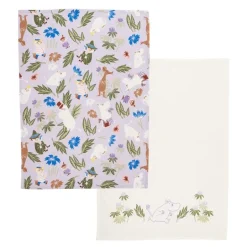 Mummi kjøkkenhåndkle 50x70 cm 2 stk lilla+offwhite