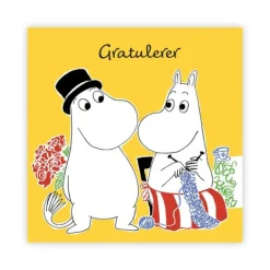 Mummi kort dobbelt Gratulerer gul