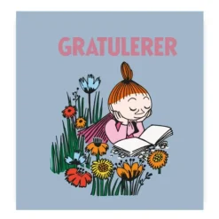 Mummi kort dobbelt Gratulerer grå