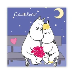 Mummi kort dobbelt Gratulerer blå