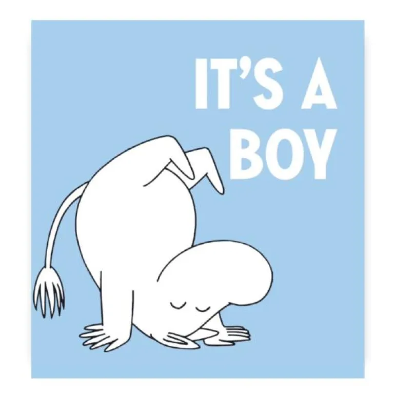 Mummi kort dobbelt It's a boy lys blå