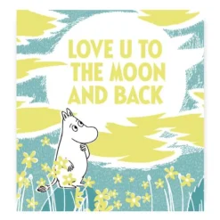 Mummi kort dobbelt Love you to the moon and back blå