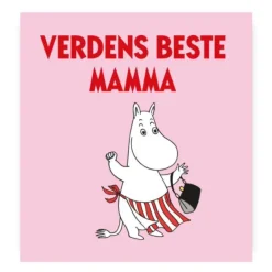 Mummi kort dobbelt Verdens beste mamma rosa