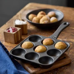 Munkepanne 9 hull 33x19 cm støpejern