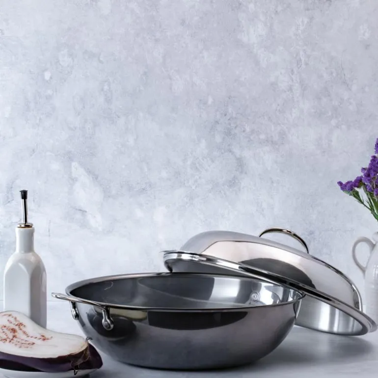 Nanobond wok med lokk 36 cm stål