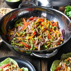 Nanobond wok med lokk 36 cm stål