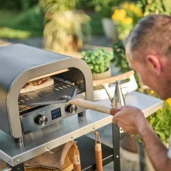 Napo pizzaspade 70x30 cm gun metal/natur