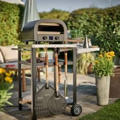 Napo pizzaspade 70x30 cm gun metal/natur