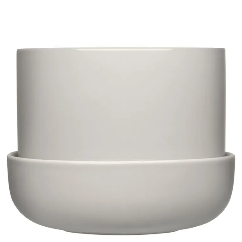 Nappula blomsterpotte med fat 17x13 cm lysgrå