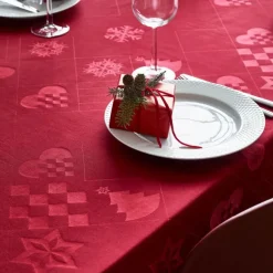 Natale juleduk i damask 150x220 cm rød