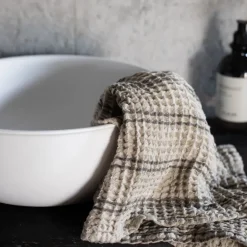 Nella håndkle vaflet 50x70 cm taupe stripe