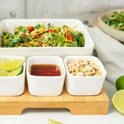 Nor tapassett 5 deler hvit/bambus